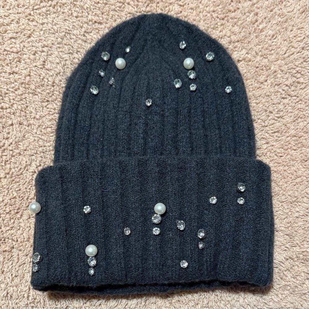 Anthropology Black Knit Beanie